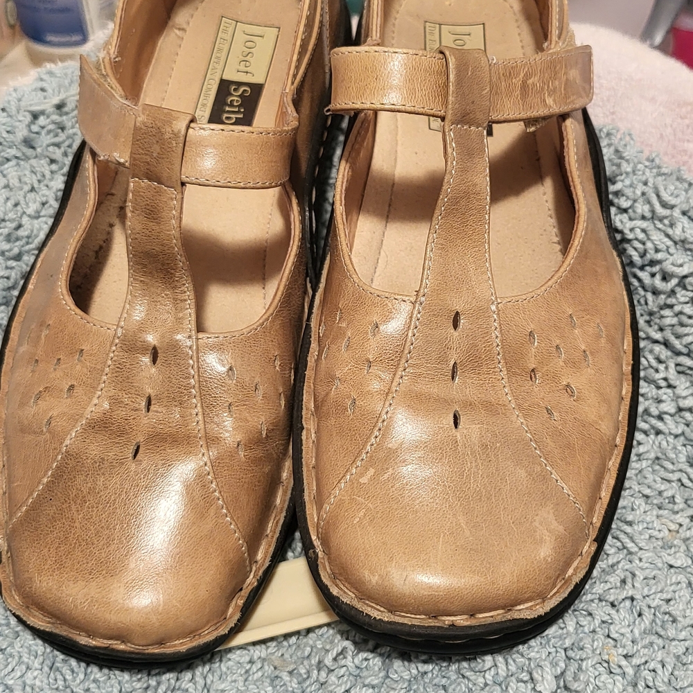 Josef Seibel Tan Leather Mary Jane Comfort Shoes Size 37